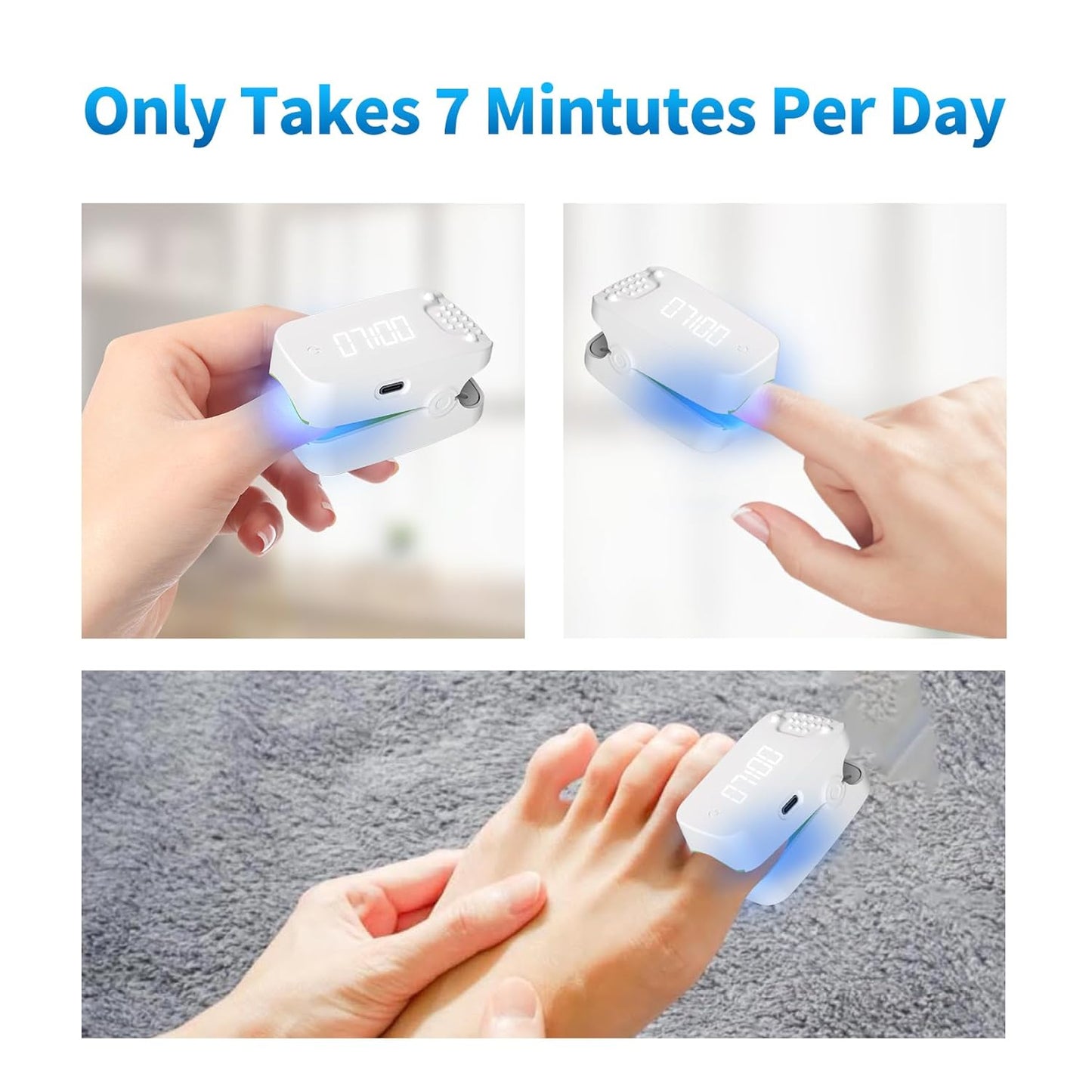 Glitreniee Nail Fungus Laser Treatment Device for Fingernails and Toenails, Rechargeable Nail Fungus Cleaning Laser Device with Digital Led Display, Effective Nail Light Treatment for Home Use (White)